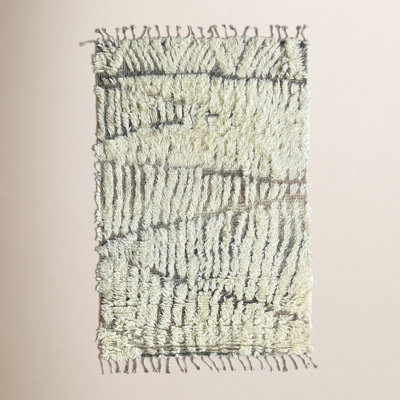 Ivory Hand-Knotted Geometric Rug