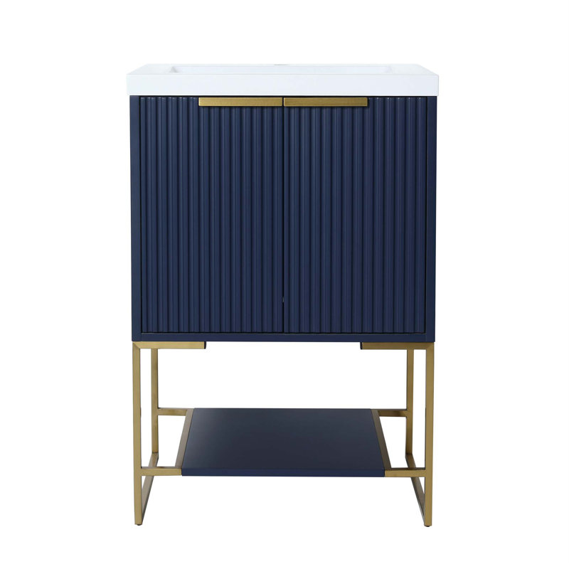 Meuble-lavabo autoportant avec lavabo en résine