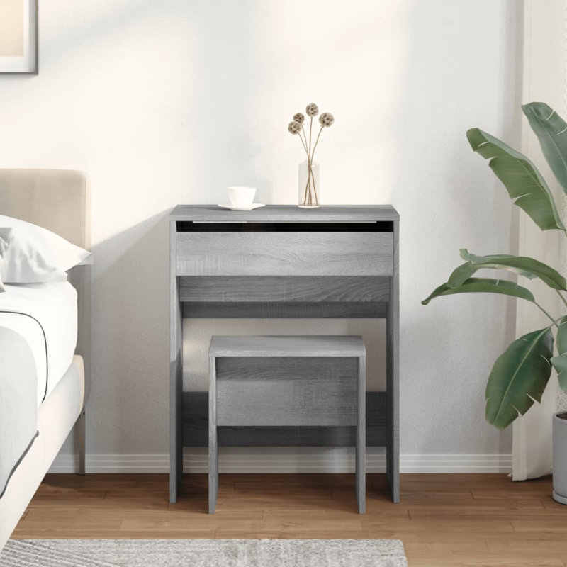 Dressing Table with Mirror, Grey Sonoma