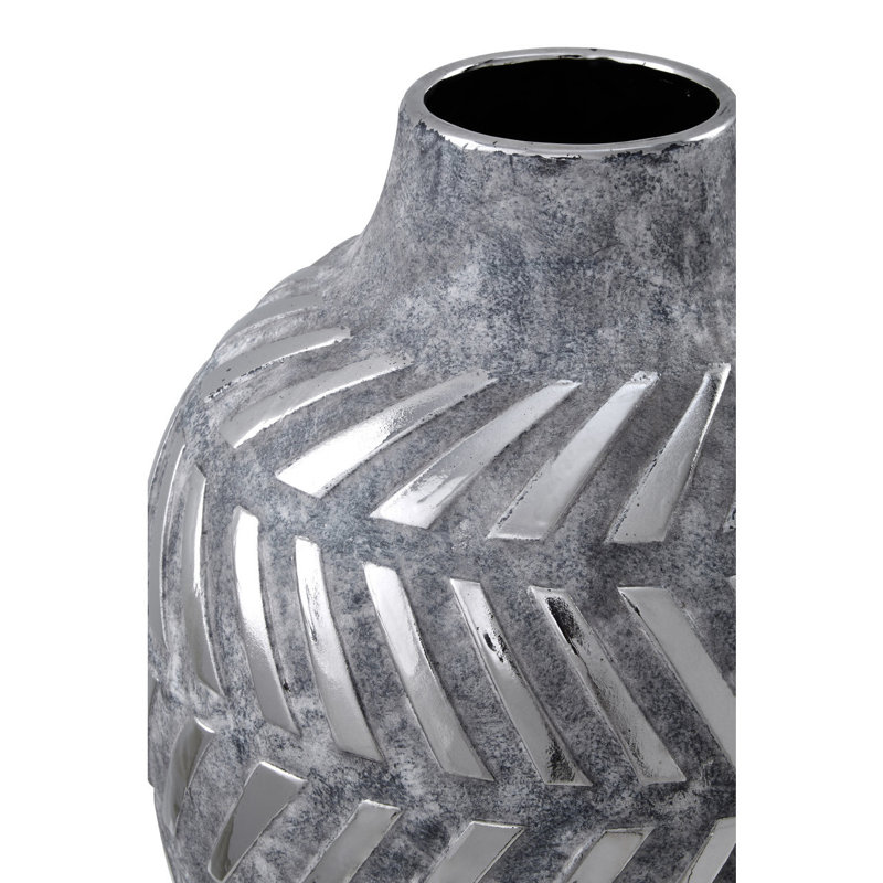 Barb Handmade Ceramic Table Vase, 40cm H x 29cm W x 29cm D, Light Grey/White