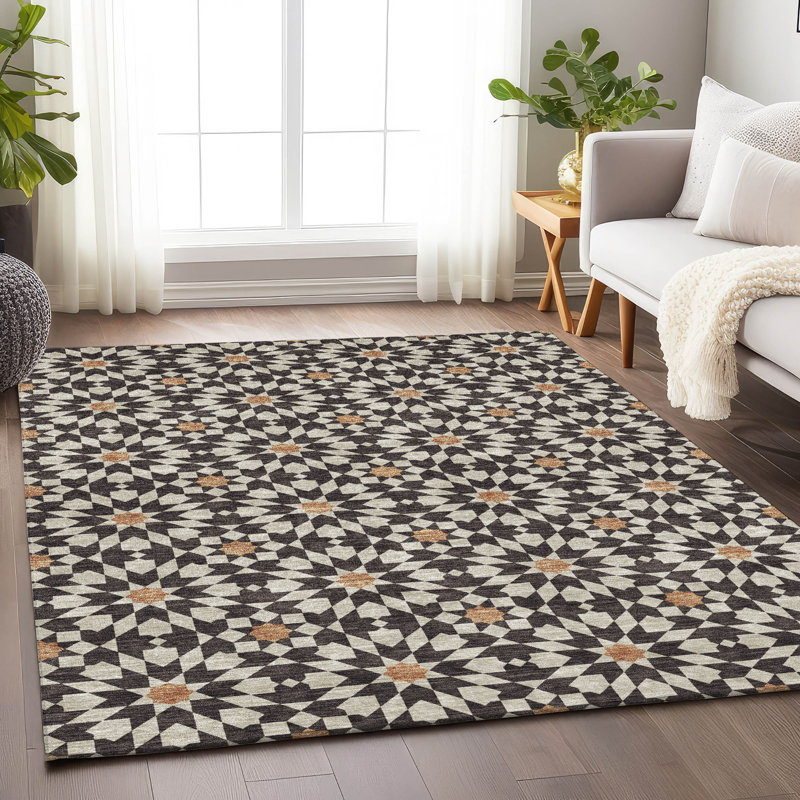 Tapis gris anthracite de qualité supérieure lavable à la machine, Rectangle 9 pi x 12 pi