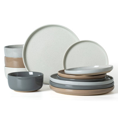 12 Piece Stoneware Dinnerware Set - Service for 4
