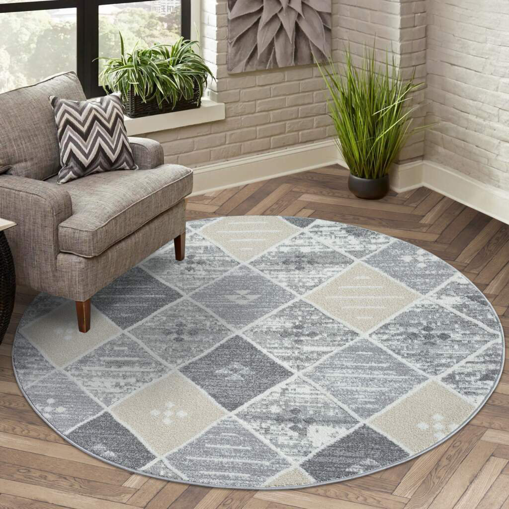 Teppich Flair 179 Kurzflor Wohnzimmer - Grau - Rauten-Look - 3D-Effekt