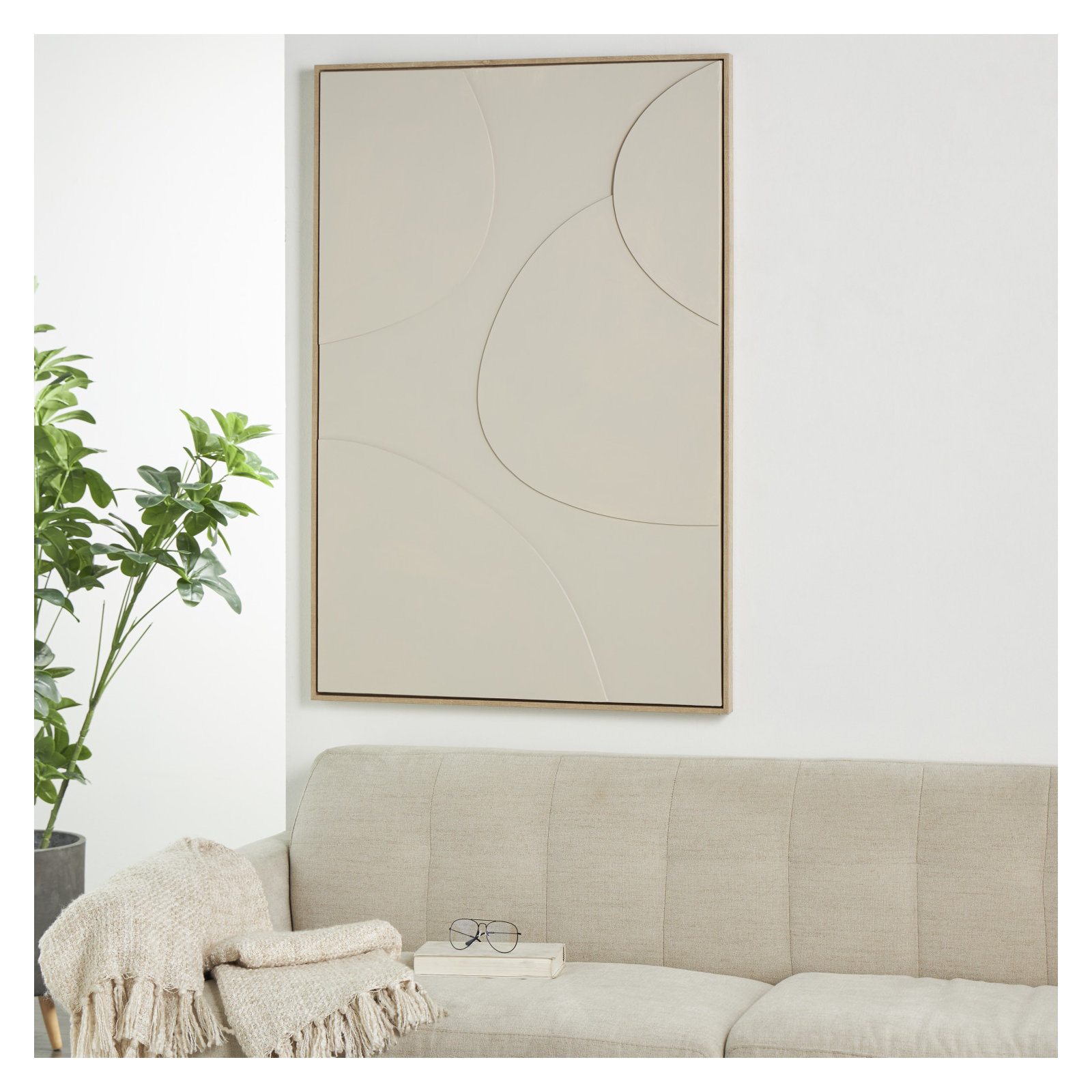 Adah Framed On Wood Minimalistic, Beige