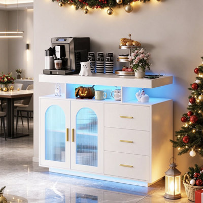 Katracy 39.37'' Sideboard Cabinet with RGB LED Lights, Wireless Charging, USB Ports & Motion Sensor