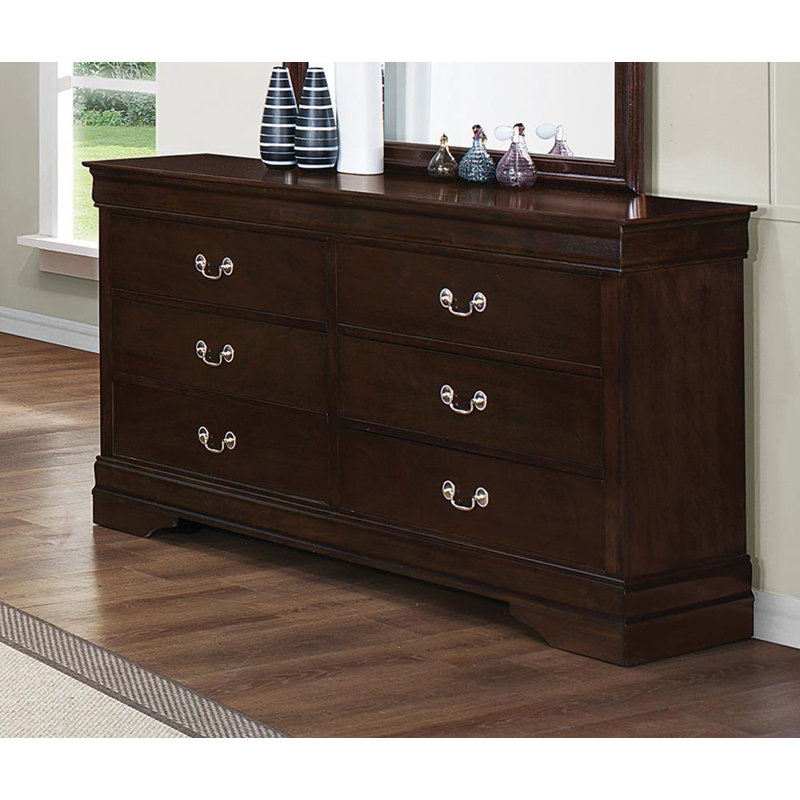 Commode double 6 tiroirs avec miroir Leanord