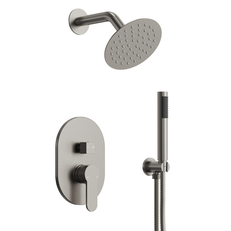  Pressure-Balanced Shower System, 6-Inch Rainfall Shower Faucet with Rough-in Valve, Brushed Nickel