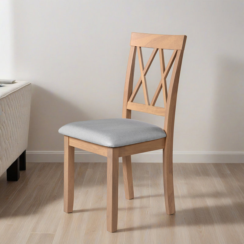 Ensemble de 2 chaises de salle à manger rembourrées avec chaises d'appoint Parson et pieds de bois massif, Naturel