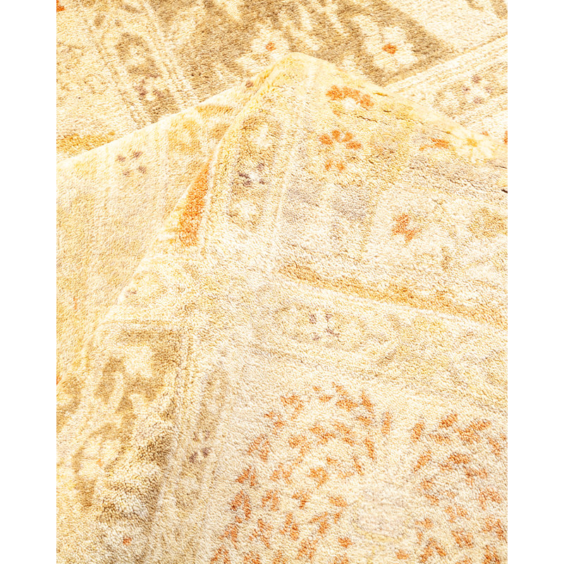 Tapis brun noué à la main de conception unique et unique 8 pi 2 po x 10 pi 5 po Oakhur