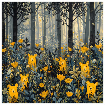 Édredon Yellow Bears In Forest