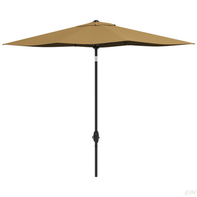 Parasol de table d'extérieur rectangulaire 6,5 pi x 10 pi avec manivelle et bouton poussoir inclinable, café