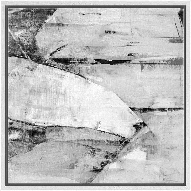 «Black, Grey White Color Blocks Abstract Shapes Modern Art Alternative Dramatic Cool», reproduction d'art sur toile, Blanc
