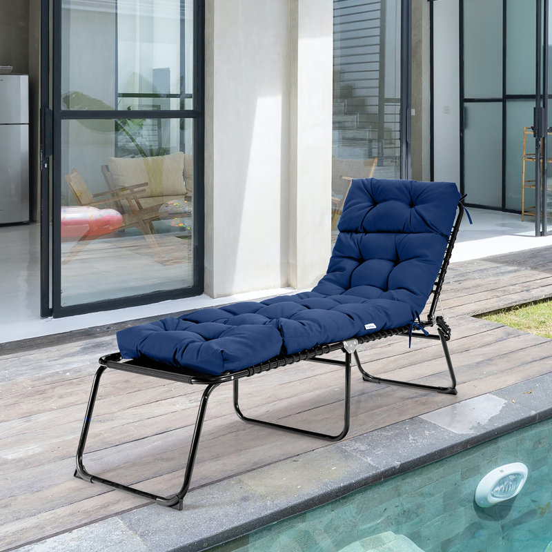 Outdoor 4'' Chaise Lounge Seat Back Cushion, Blue