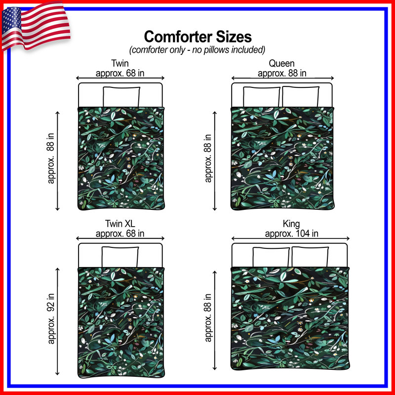 Leafy Botanical Pattern Comforter, Twin