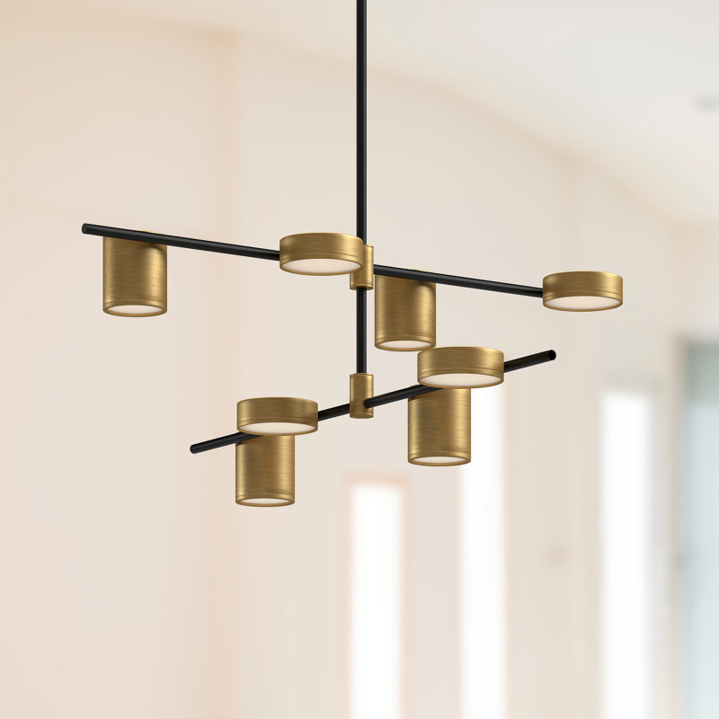 Jayden 8 - Light LED Chandelier, Black/Brushed Gold