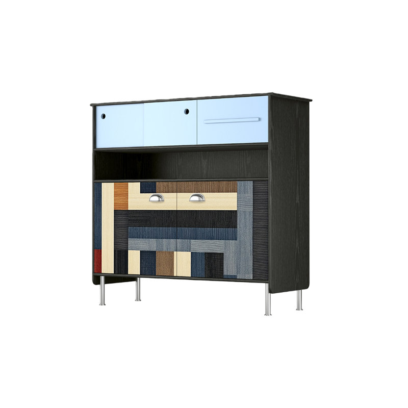 Simple pattern mixed-function dining cabinet, Black/Blue