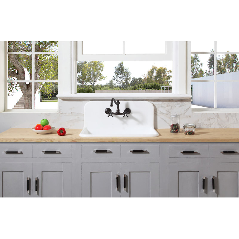 Kingston Brass Arcticstone 30-Inch Solid Surface White Stone 2-Hole Single Bowl Top-Mount Kitchen Sink