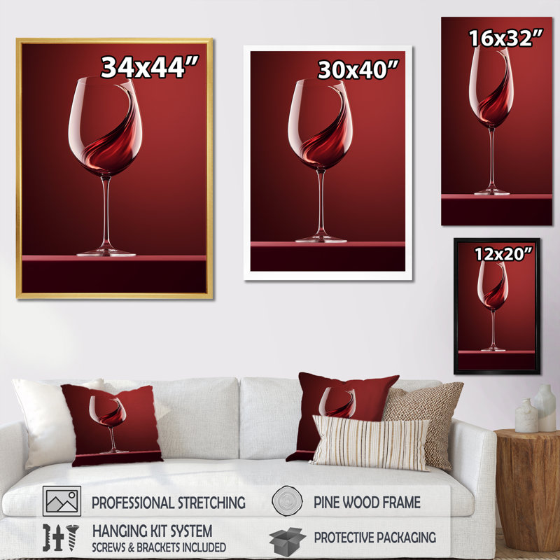 " Wineglass Whimsy ", Silver Single Picture Framed, 40" H x 30" W x 1.5" D