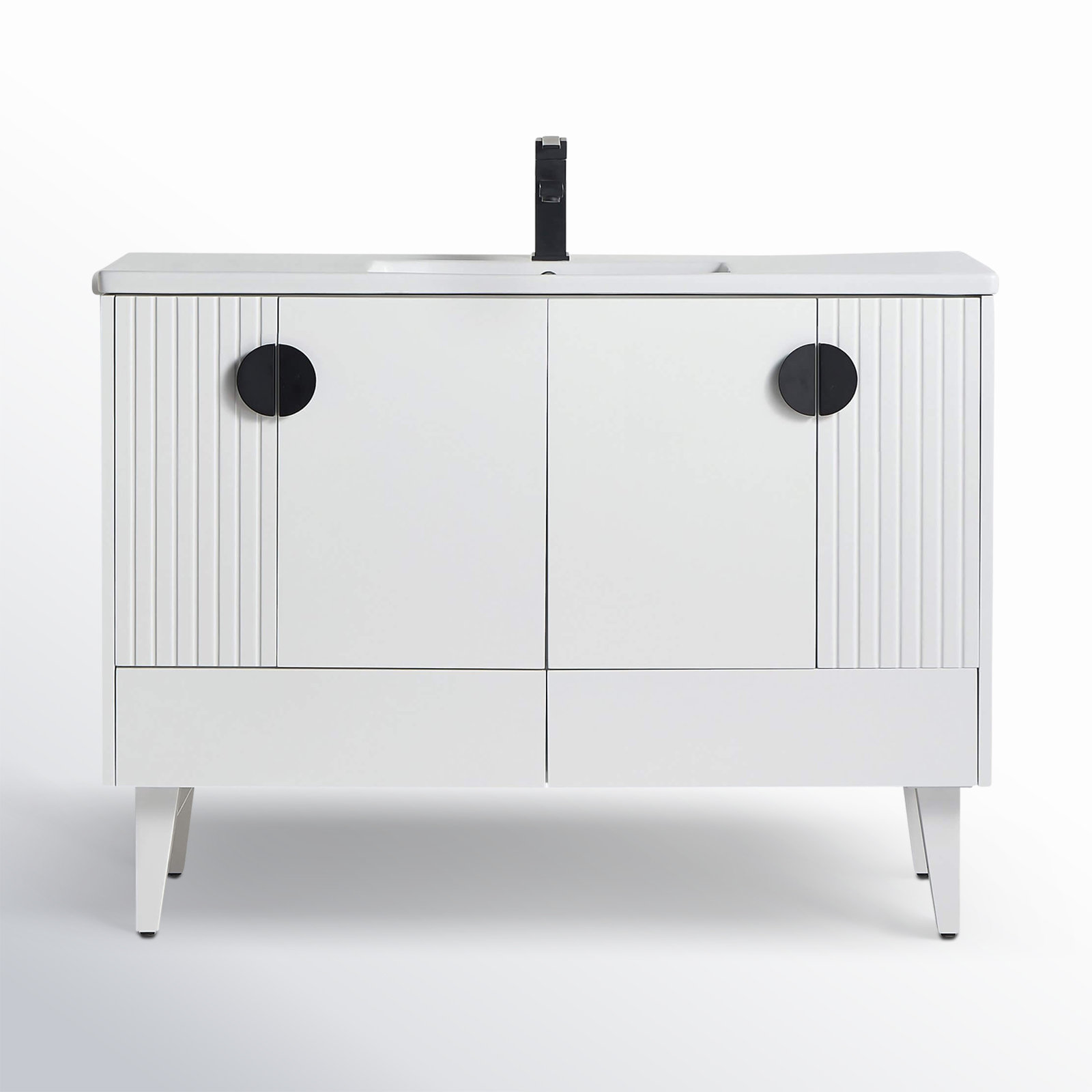 Saimah 48'' Single Bathroom Vanity, White Matte, Black