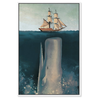 Nautique et côtier, le voilier et la baleine - impression d'art graphique