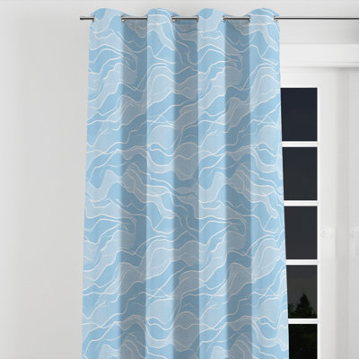 Abstract Curtains for bedroom - White Soft Beachy Line Velvet Grommet Curtain - 1 Panel