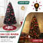 Décoration de Noël d'extérieur 7,5 pi avec lumières noires et ornements rouges