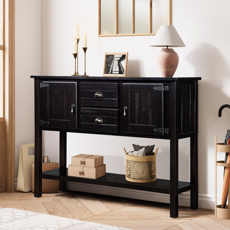 Armoire 48 po en bois massif avec beaucoup de rangement - Console avec tablette, Espresso