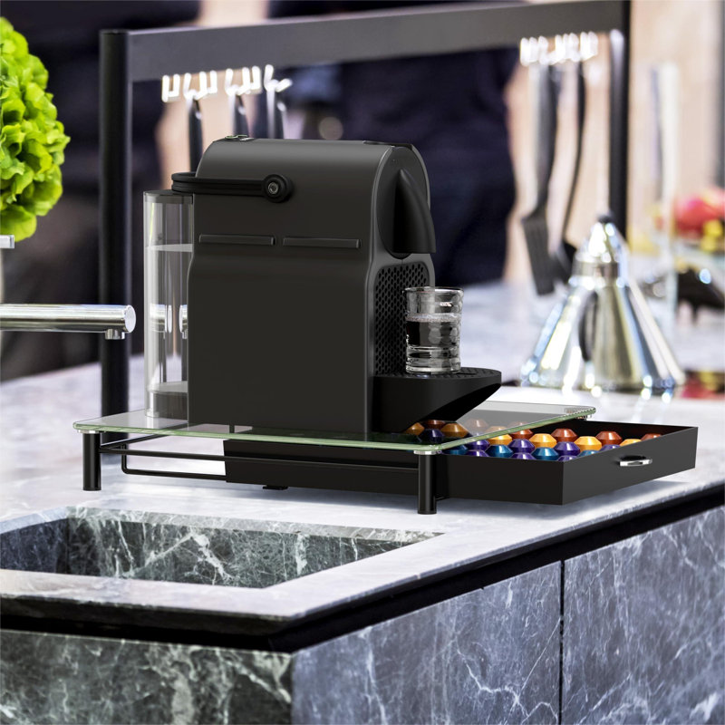 Tiroir à dosettes en verre trempé compatible avec Nespresso Original Line, 42 capsules