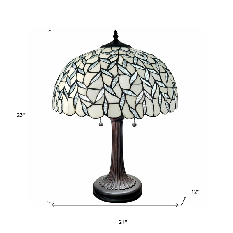 Lampe de table chandelier 23 po en métal brun foncé à deux lumières avec abat-jour blanc