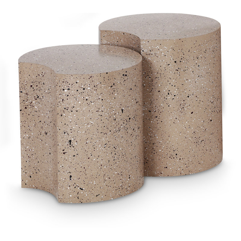 Ismah Iron Top End Table Set, Taupe