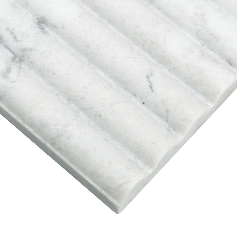 Stratos 12 in. x 24 in. Convex Fluted Honed Marble Wall Tile, Terra Bella