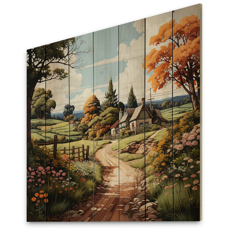 Jaq Countryside Rustic Farmhouse Summer I sur impression sur bois, H 35 po x l 35 po x P 0,78 po