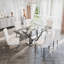 Table de salle à manger en verre avec base en verre et 4 chaises en velours-106913234-106913230