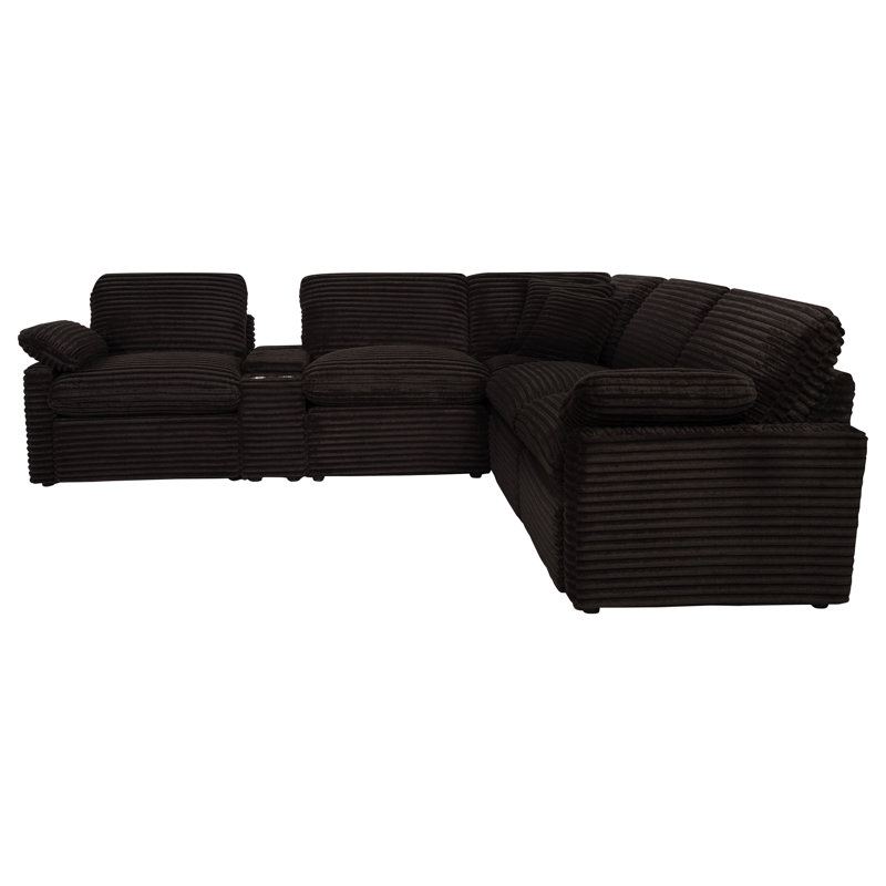Canapé modulaire inclinable électrique 6 pièces Collins, Brown