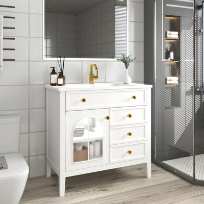 Meuble-lavabo de salle de bain 35,6 po Mid-Century