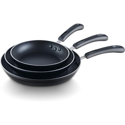 Ensemble de poêles à frire antiadhésives 3 pièces 8 / 9,5 / 11 pouces Cook N Home Basics, noir