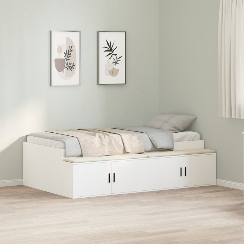 Vidaxl Storage Bed Frame, European Single (90 x 200 cm), White