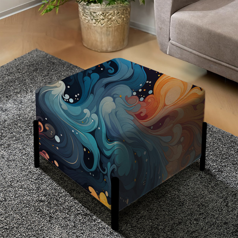 Celestial Concealment Ripple - Repose-pieds carré abstrait