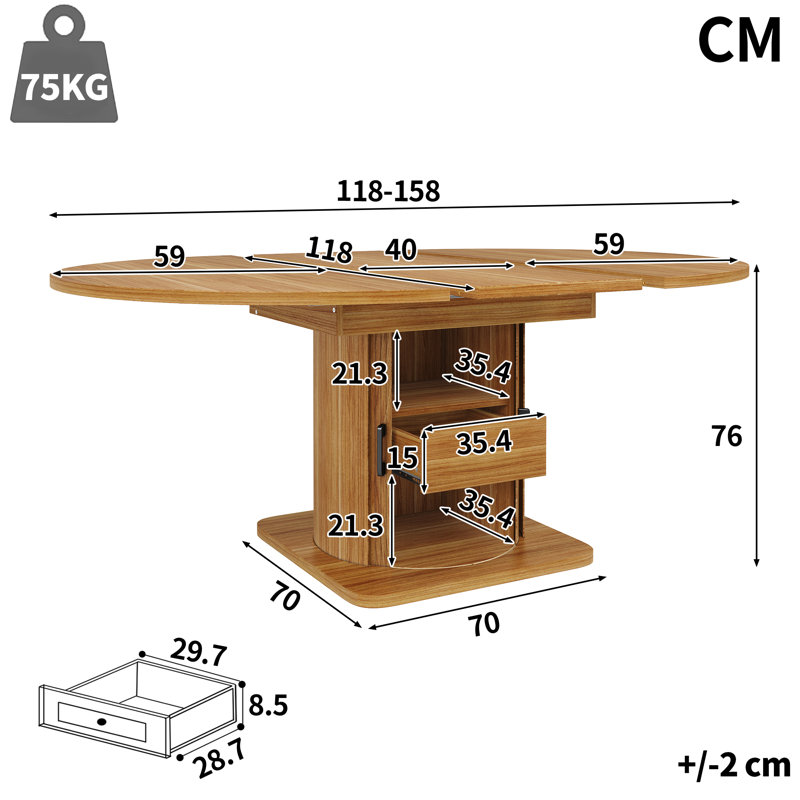 Extendable Dining Table, BROWN