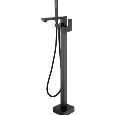 Freestanding Bathtub Faucet Matte Black. Floor Mount, 360 Degree Rotating Spout With Hand Shower, Robust Construction For Durability Filler Mount Installation, Rotatable A Clean And Fresh Bath