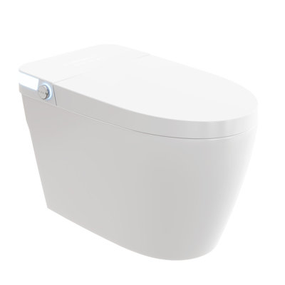 Smart Toilet with Bidet Built in Elongated One-Piece Design, Heated Seat, Auto Flush & Kick Sensor, Warm Water Wash, Night Light and Blackout Flush for Modern Bathroom, White