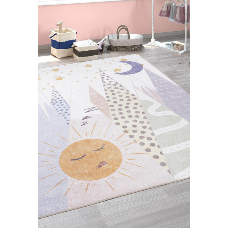 Tapis décoratif coloré Sun Stars, Tapis de couloir 2 pi 6 po x 5 pi