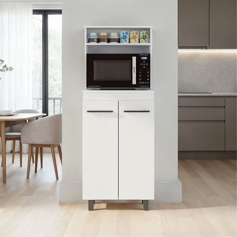 Armoire de cuisine avec tablette pour micro-ondes et portes