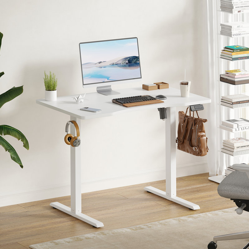 Dulane Adjustable Metal Base Standing Desk, White
