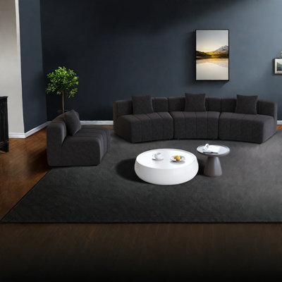 Canapé modulaire incurvé modulaire en chenille noire
