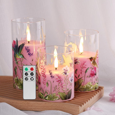 Bougies florales roses en forme de colibri sans flamme