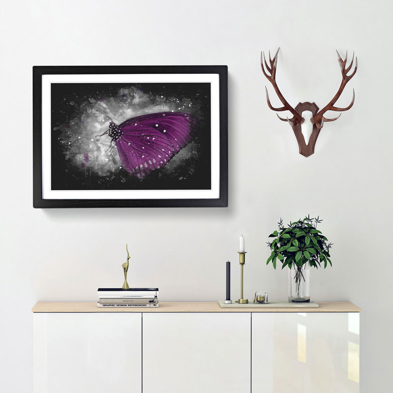 Butterfly upon a Flower - Framed Print, Black Framed, 45cm H x 63cm W x 2cm D