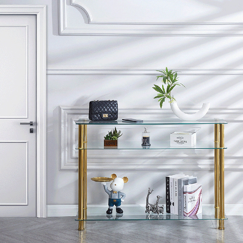 Allysyn 110cm Glass Top Console Table, Gold