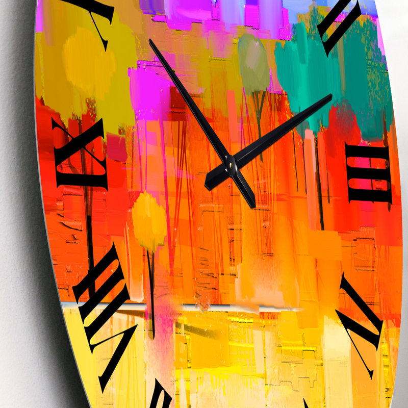 Paysage d'automne forêt colorée XXI - horloge murale moderne, Petit