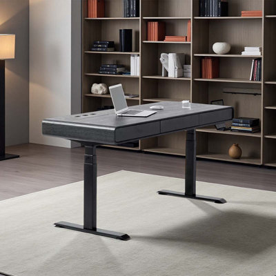 Black electric height-adjustable table